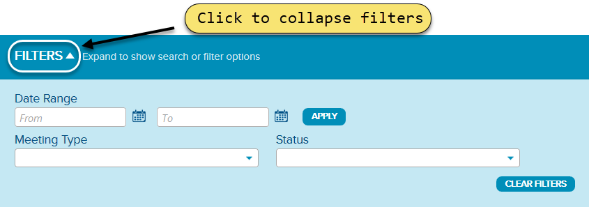 Expanded filters view