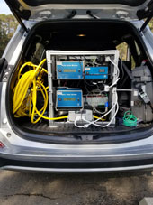 air monitoring equipment in car trunk