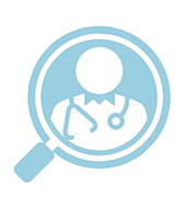 Health Risk Assessment graphic, magnifying glass with doctor