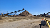 Martin Marietta sand-blasting plant with crane and pile